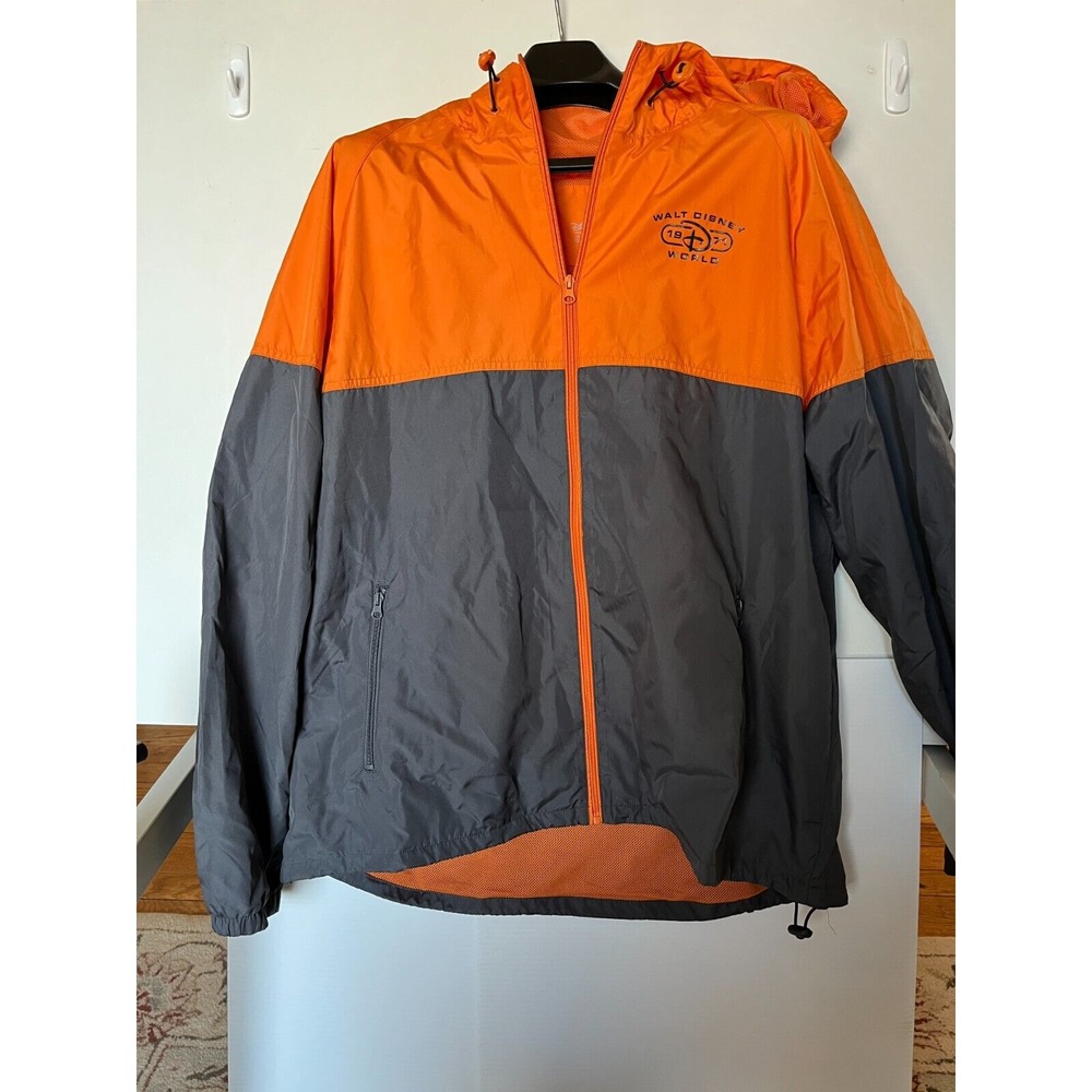 Walt Disney World‎ Windbreaker Jacket Mens XL Orange Gray Disney Parks